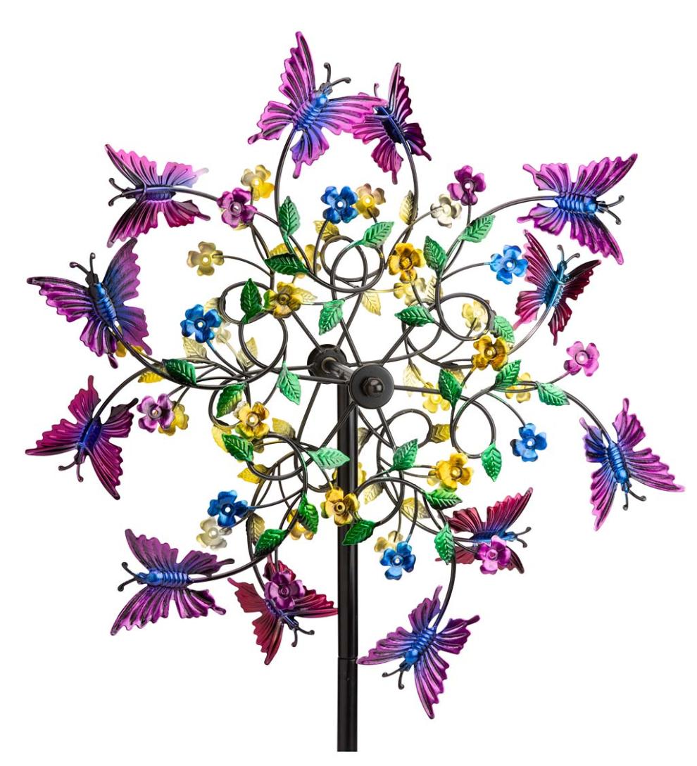Plow & Hearth Garden Accents Yard & Garden Pink And Purple Butterfly Metal Wind Spinner
