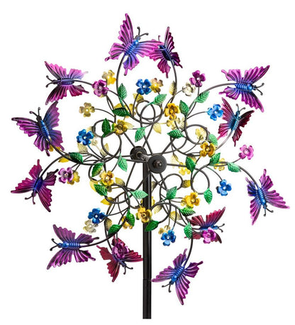 Plow & Hearth Garden Accents Yard & Garden Pink And Purple Butterfly Metal Wind Spinner