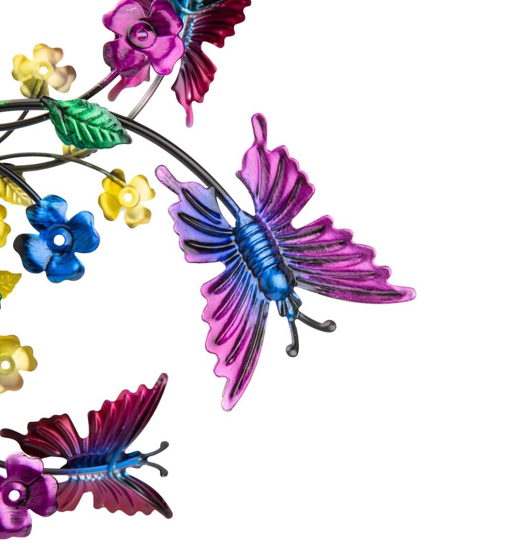 Plow & Hearth Garden Accents Yard & Garden Pink And Purple Butterfly Metal Wind Spinner
