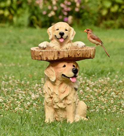 Plow & Hearth Garden Accents Yard & Garden Playful Puppies Birdbath