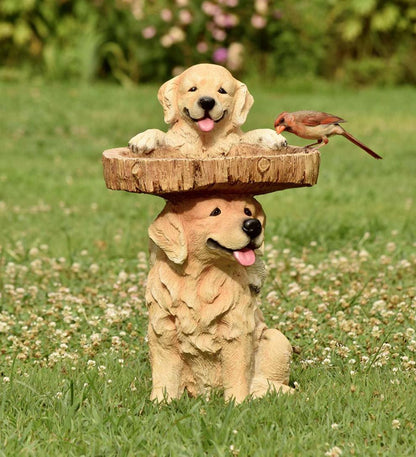 Plow & Hearth Garden Accents Yard & Garden Playful Puppies Birdbath