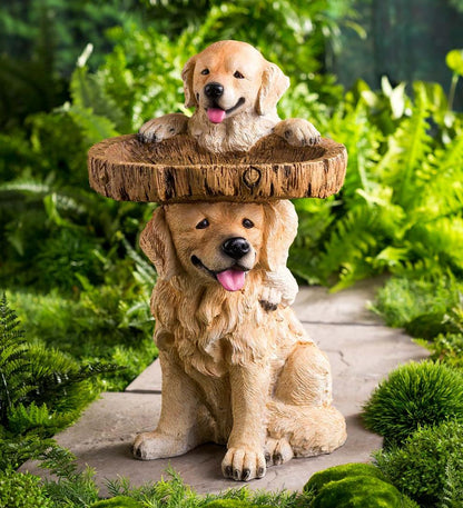 Plow & Hearth Garden Accents Yard & Garden Playful Puppies Birdbath