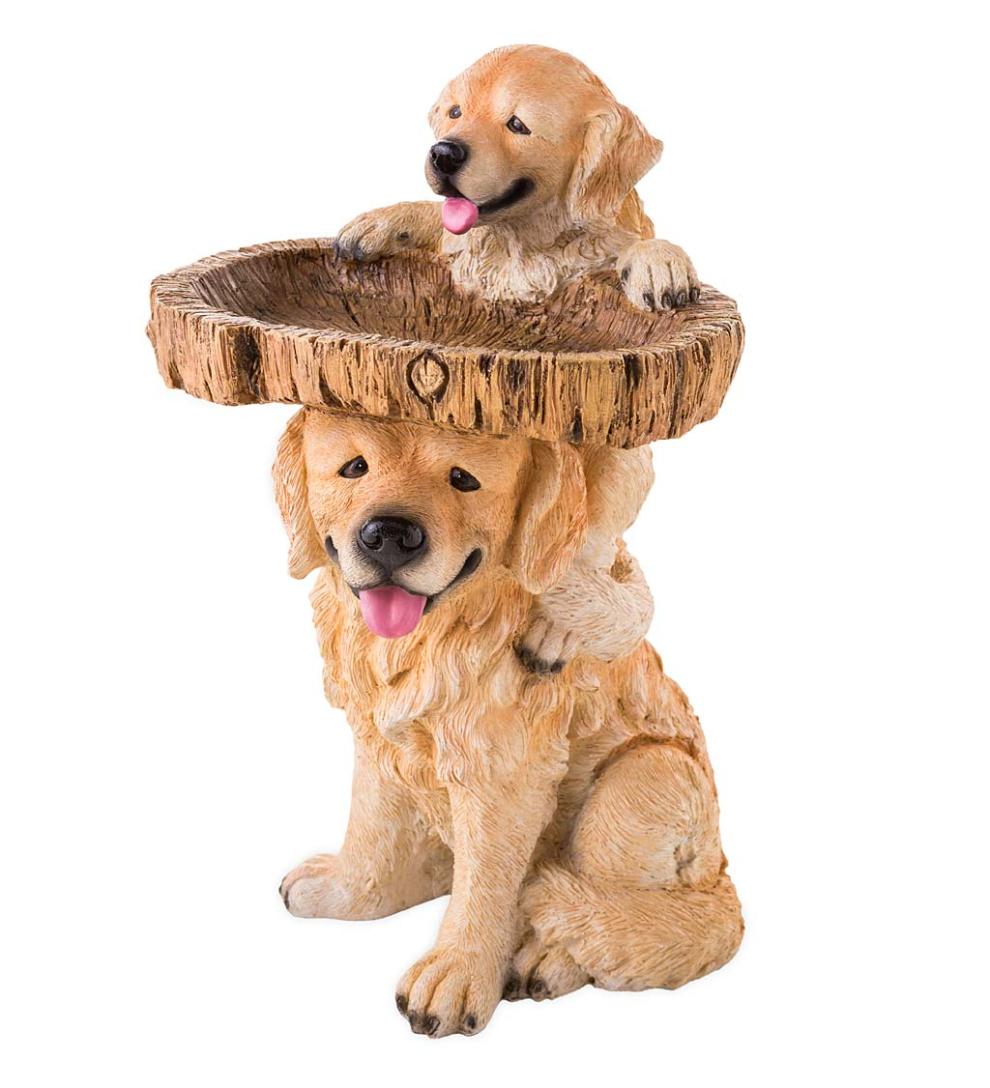 Plow & Hearth Garden Accents Yard & Garden Playful Puppies Birdbath