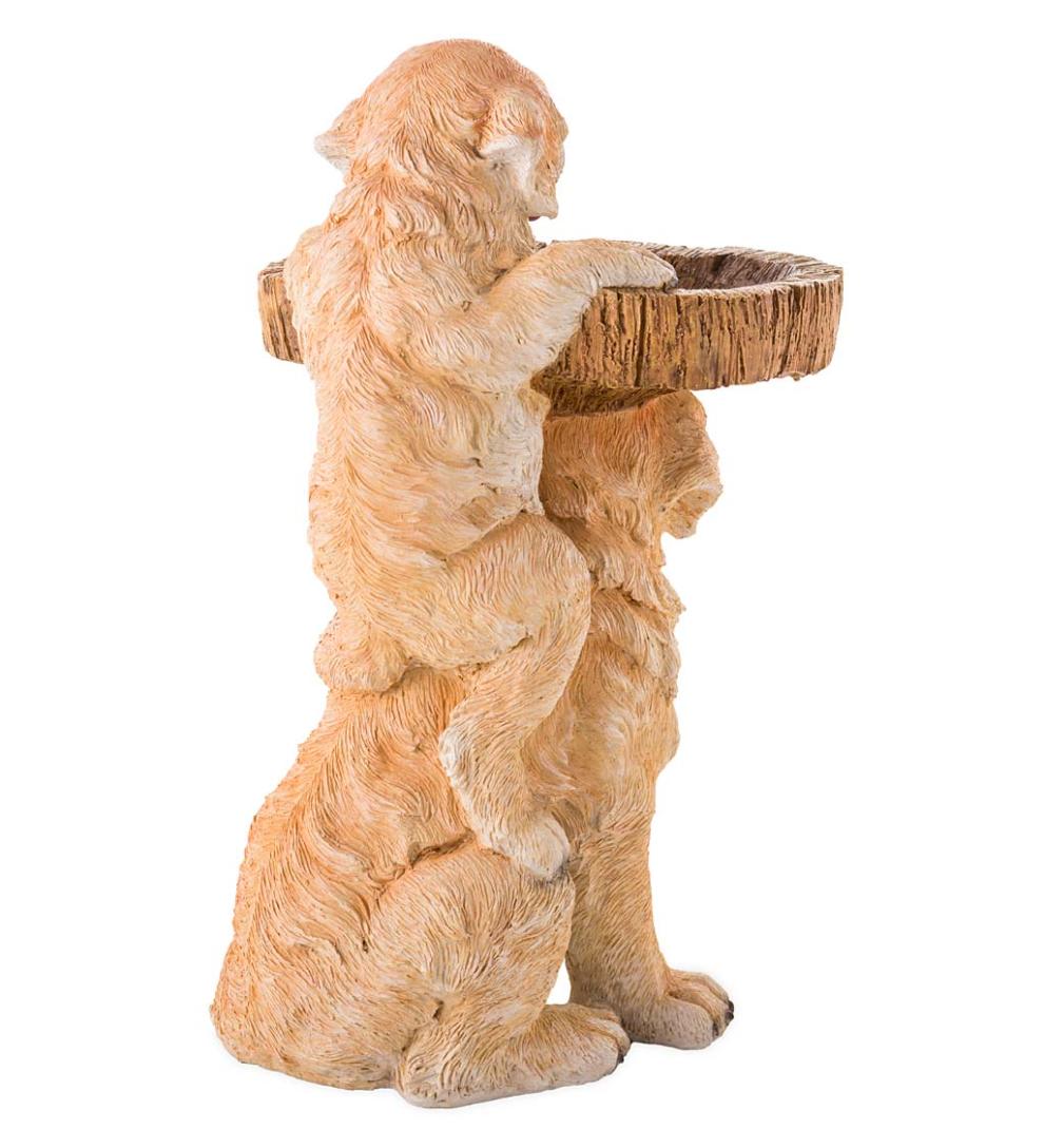Plow & Hearth Garden Accents Yard & Garden Playful Puppies Birdbath