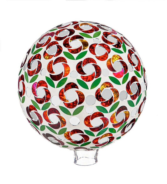 Plow & Hearth Garden Accents Yard & Garden Poinsettia Mosaic Glass Gazing Ball