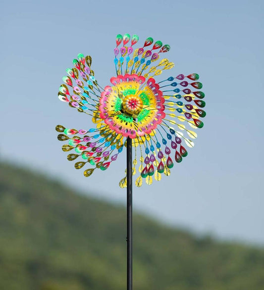 Plow & Hearth Garden Accents Yard & Garden Rainbow Feathers Wind Spinner