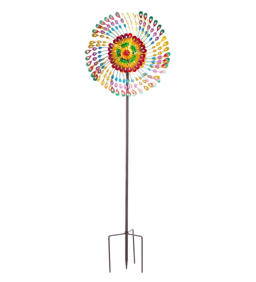 Plow & Hearth Garden Accents Yard & Garden Rainbow Feathers Wind Spinner