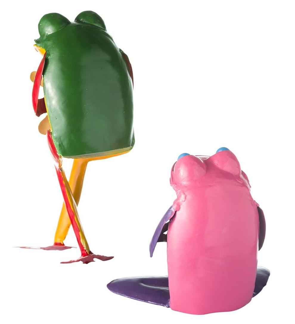 Plow & Hearth Garden Accents Yard & Garden Recycled Metal Baby Frog Garden Art Statues, Set Of 2
