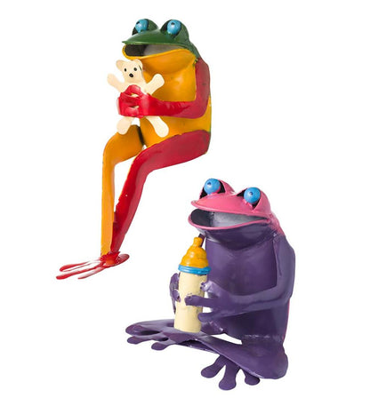 Plow & Hearth Garden Accents Yard & Garden Recycled Metal Baby Frog Garden Art Statues, Set Of 2