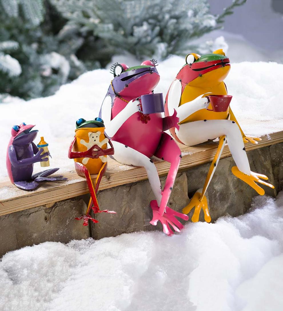 Plow & Hearth Garden Accents Yard & Garden Recycled Metal Baby Frog Garden Art Statues, Set Of 2