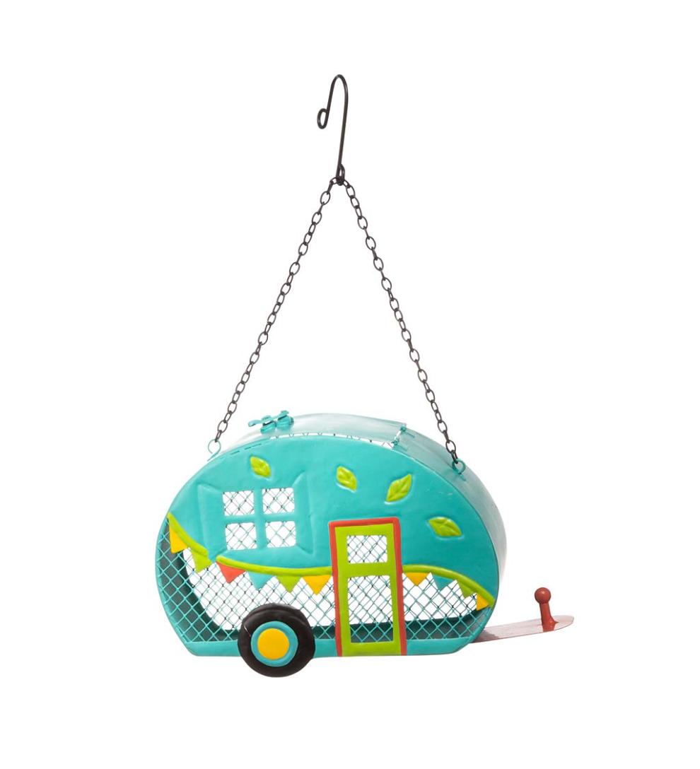 Plow & Hearth Garden Accents Yard & Garden Retro Camper Mesh Bird Feeder With Hanging Chain