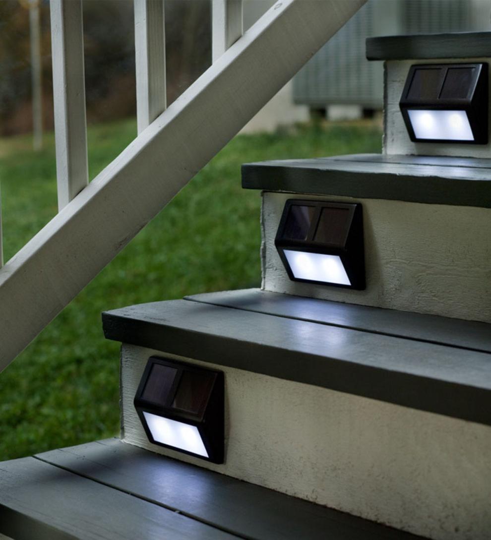 Plow & Hearth Garden Accents Yard & Garden Set Of Four Solar Step Lights - Bronze