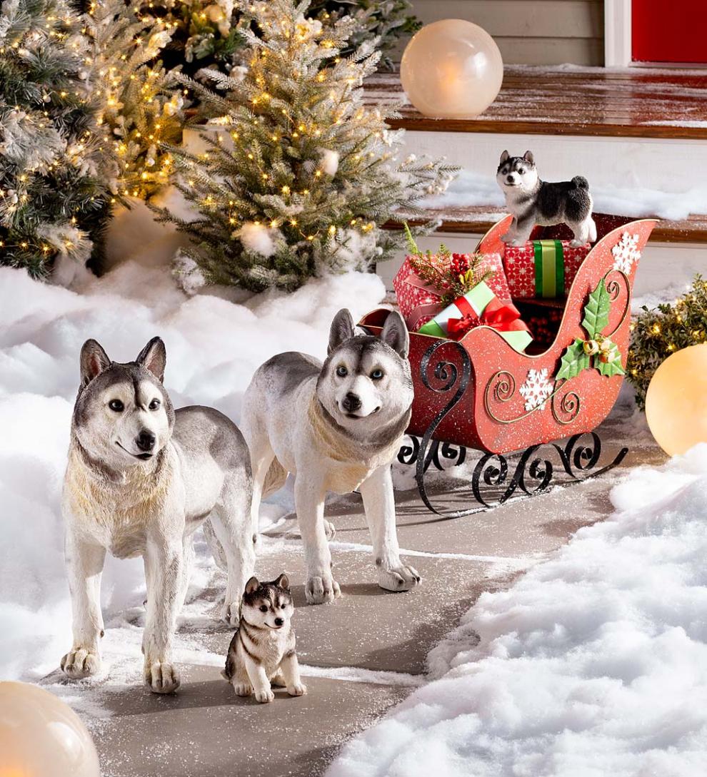 Plow & Hearth Garden Accents Yard & Garden Siberian Husky Dog Statue - Looking Left