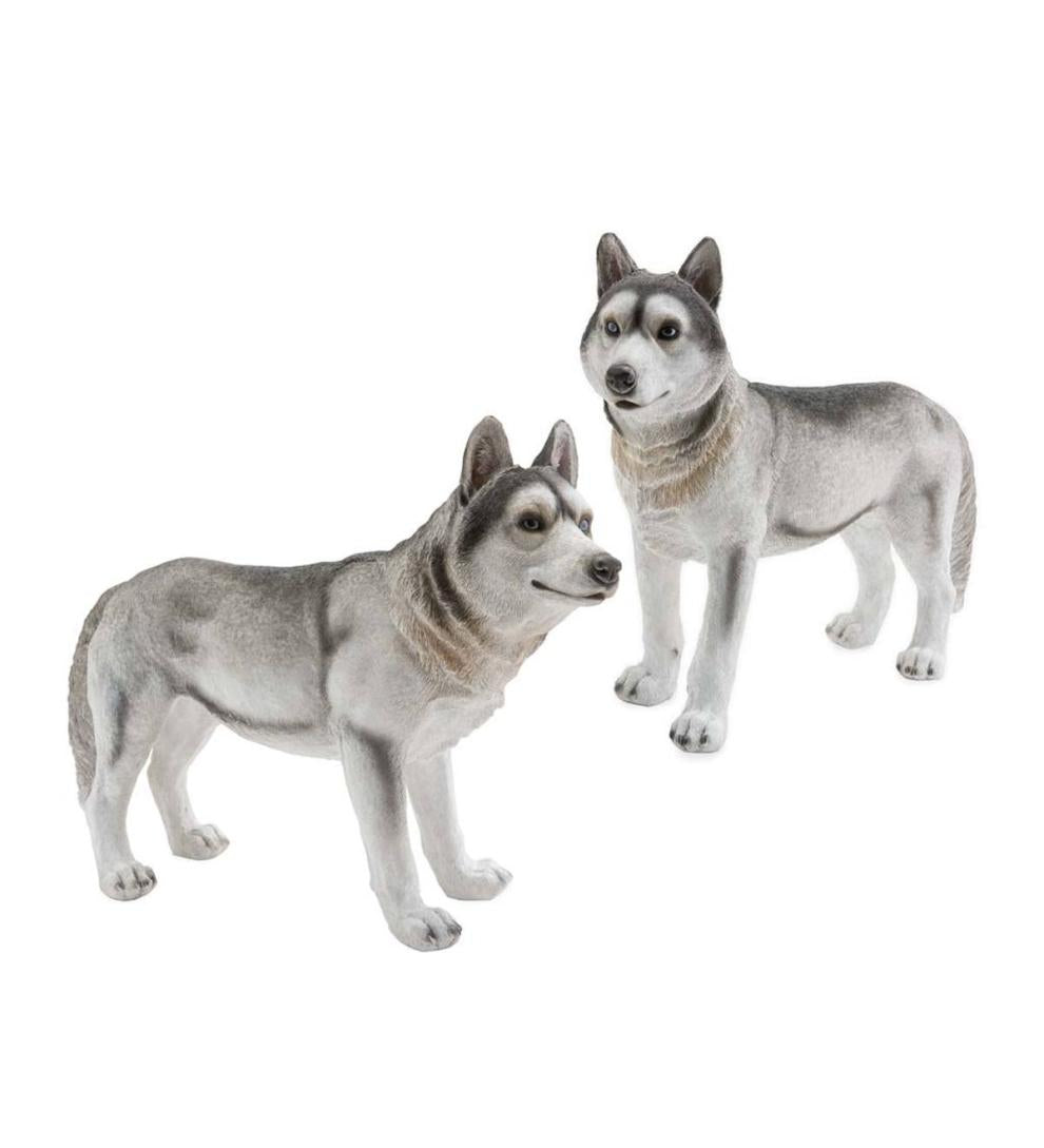 Plow & Hearth Garden Accents Yard & Garden Siberian Husky Dog Statues, Set Of 2
