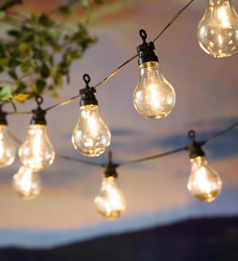 Plow & Hearth Garden Accents Yard & Garden Solar Classic Bulb String Lights