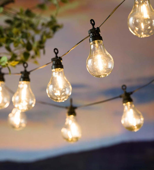 Plow & Hearth Garden Accents Yard & Garden Solar Classic Bulb String Lights