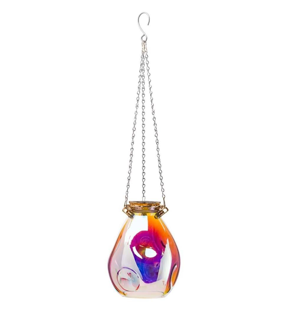 Plow & Hearth Garden Accents Yard & Garden Solar Hanging Iridescent Glass Lights