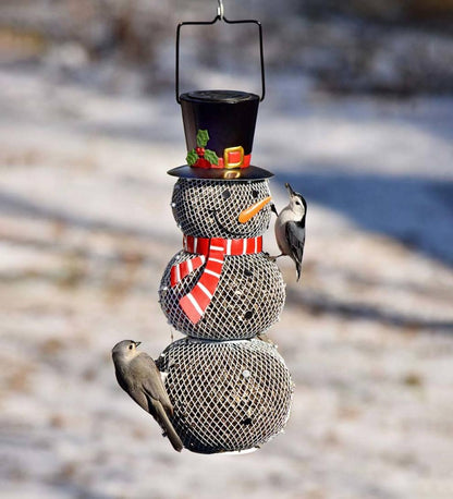 Plow & Hearth Garden Accents Yard & Garden Solar Snowman Metal Mesh Bird Feeder