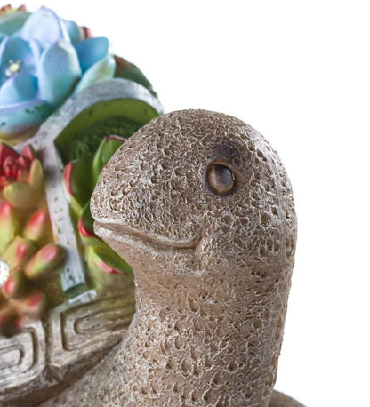 Plow & Hearth Garden Accents Yard & Garden Solar Succulent Turtle Garden Statue - Turtle