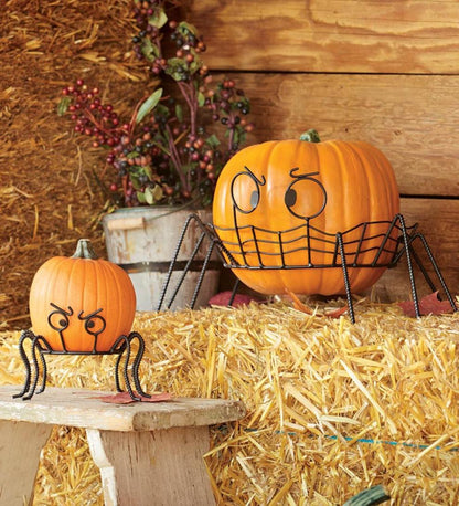 Plow & Hearth Garden Accents Yard & Garden Spooky Spider Pumpkin Holders, Set Of 2