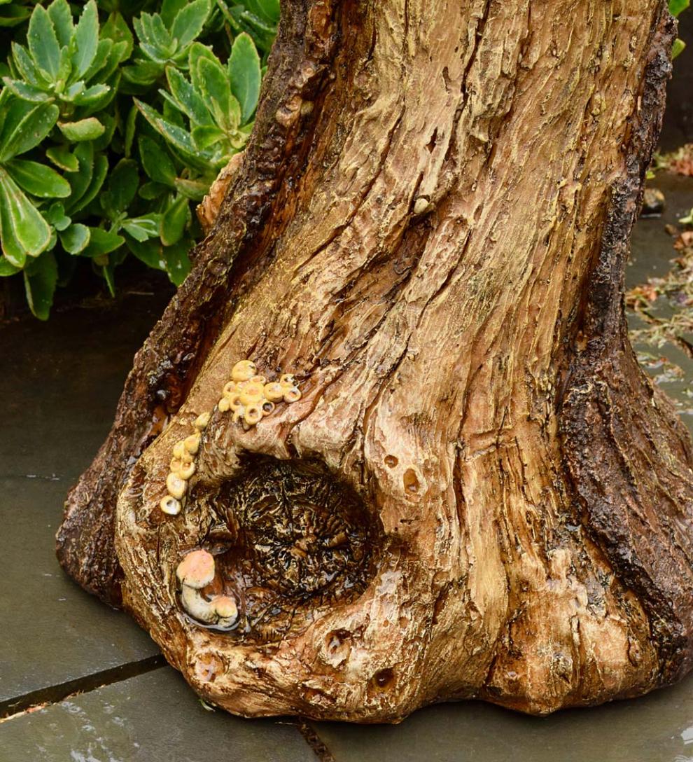 Plow & Hearth Garden Accents Yard & Garden Succulent Bird Nest Tree Stump Birdbath