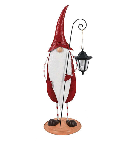 Plow & Hearth Garden Accents Yard & Garden Tall Holiday Garden Gnome With Solar Lantern