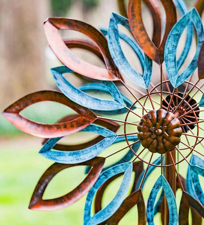 Plow & Hearth Garden Accents Yard & Garden Verdigris And Copper Leaves Metal Wind Spinner