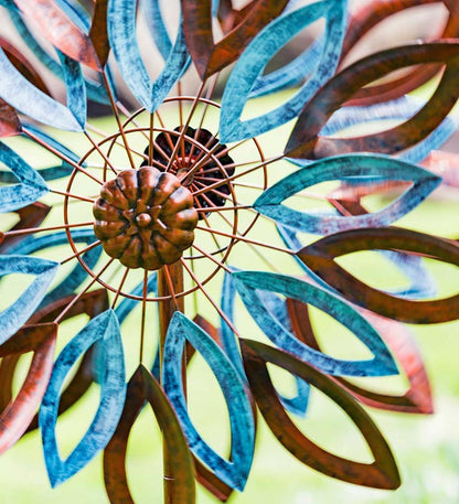 Plow & Hearth Garden Accents Yard & Garden Verdigris And Copper Leaves Metal Wind Spinner