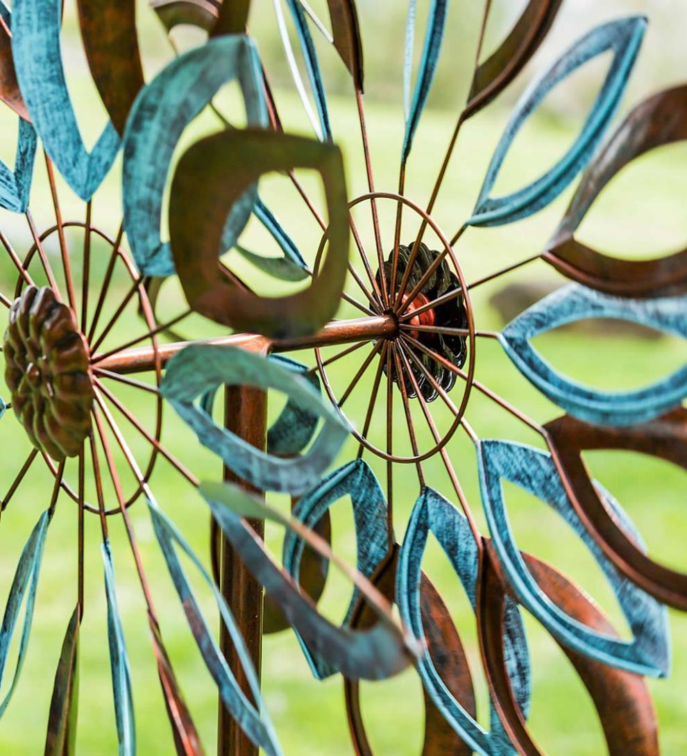 Plow & Hearth Garden Accents Yard & Garden Verdigris And Copper Leaves Metal Wind Spinner