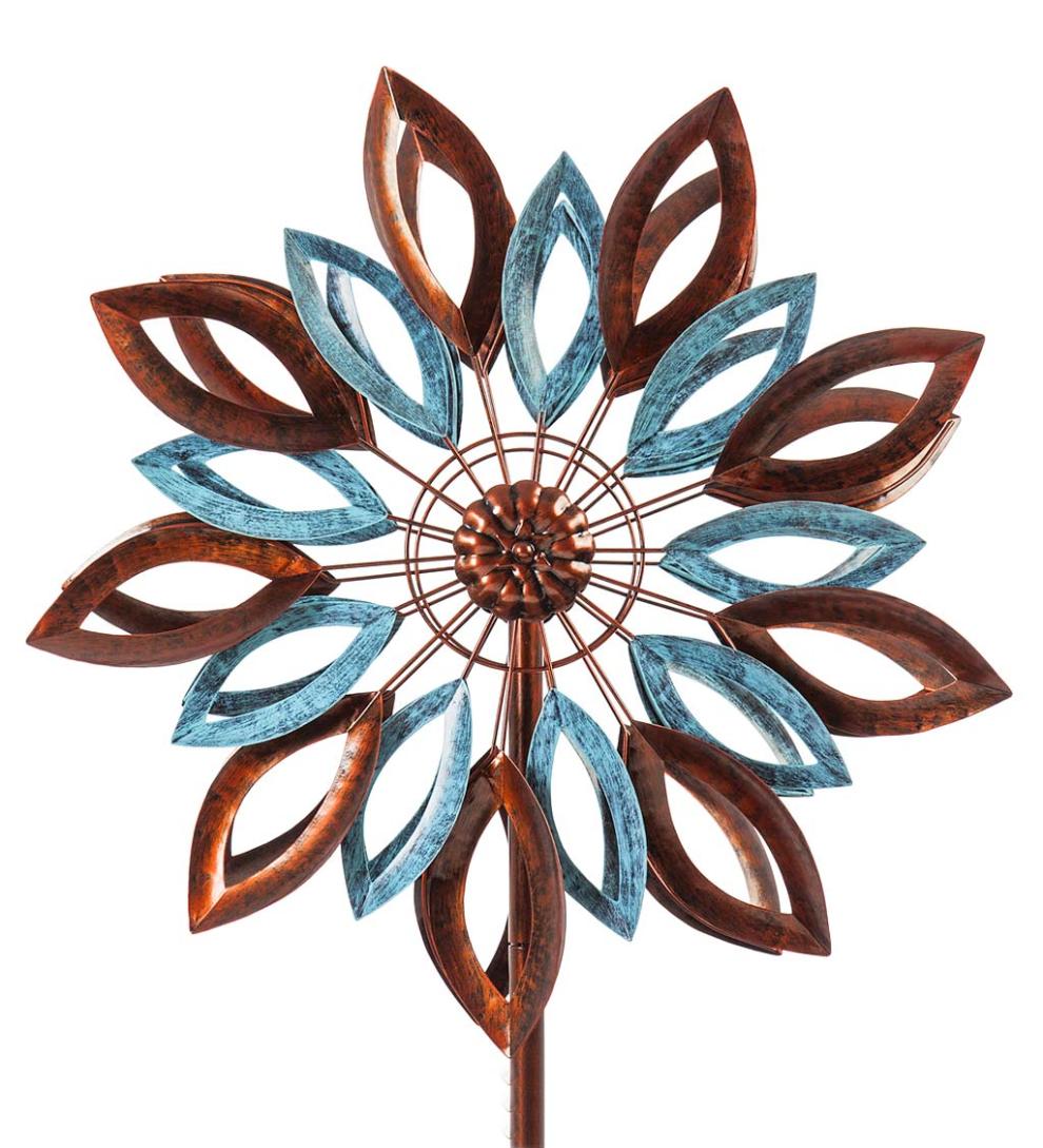 Plow & Hearth Garden Accents Yard & Garden Verdigris And Copper Leaves Metal Wind Spinner