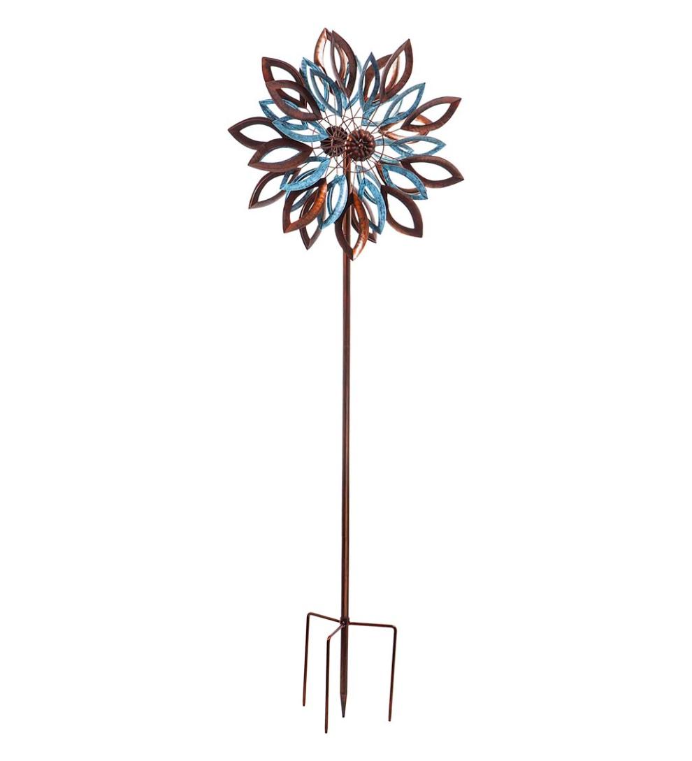 Plow & Hearth Garden Accents Yard & Garden Verdigris And Copper Leaves Metal Wind Spinner