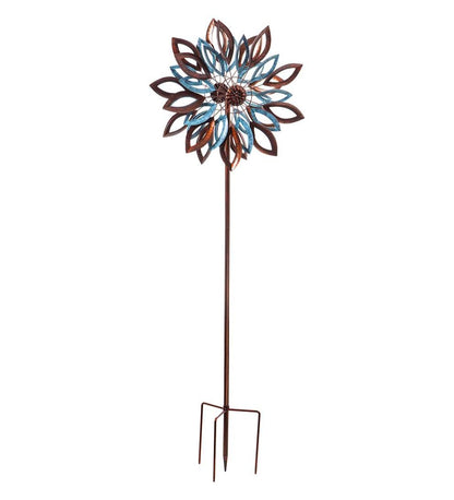 Plow & Hearth Garden Accents Yard & Garden Verdigris And Copper Leaves Metal Wind Spinner