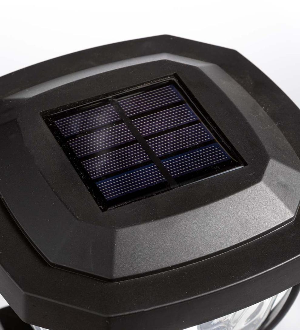 Plow & Hearth Garden Accents Yard & Garden Wavy Glass Solar Post Cap Lights, Set Of 2 - Black