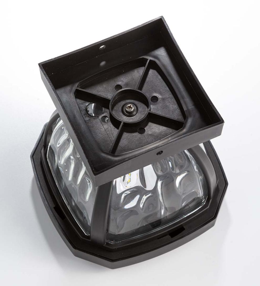 Plow & Hearth Garden Accents Yard & Garden Wavy Glass Solar Post Cap Lights, Set Of 2 - Black