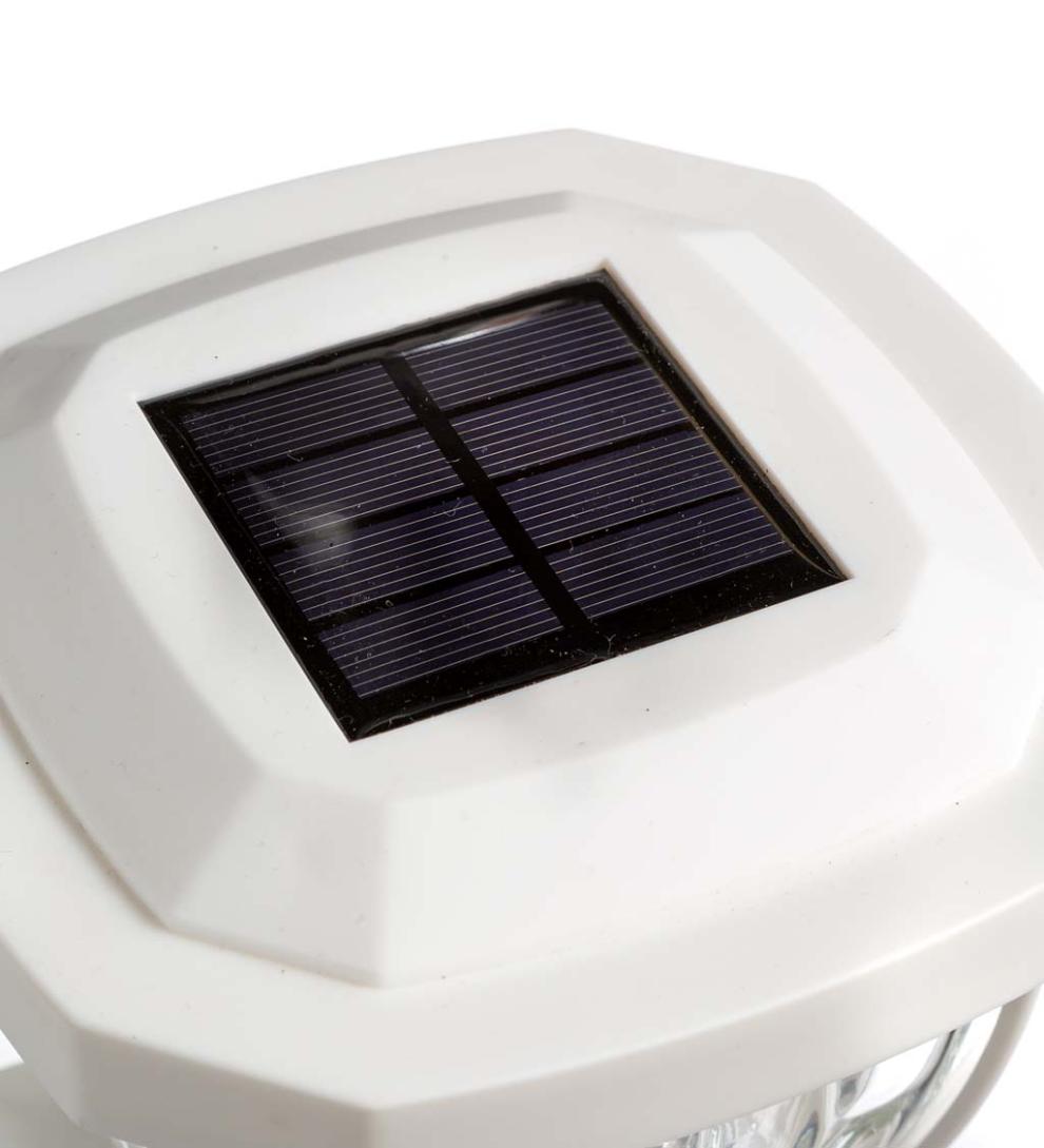 Plow & Hearth Garden Accents Yard & Garden Wavy Glass Solar Post Cap Lights, Set Of 2 - Black