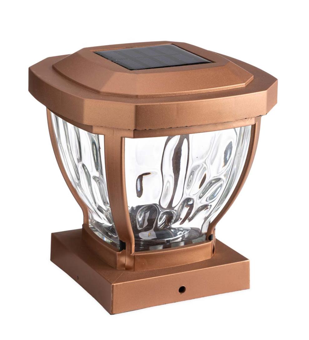 Plow & Hearth Garden Accents Yard & Garden Wavy Glass Solar Post Cap Lights, Set Of 2 - Black