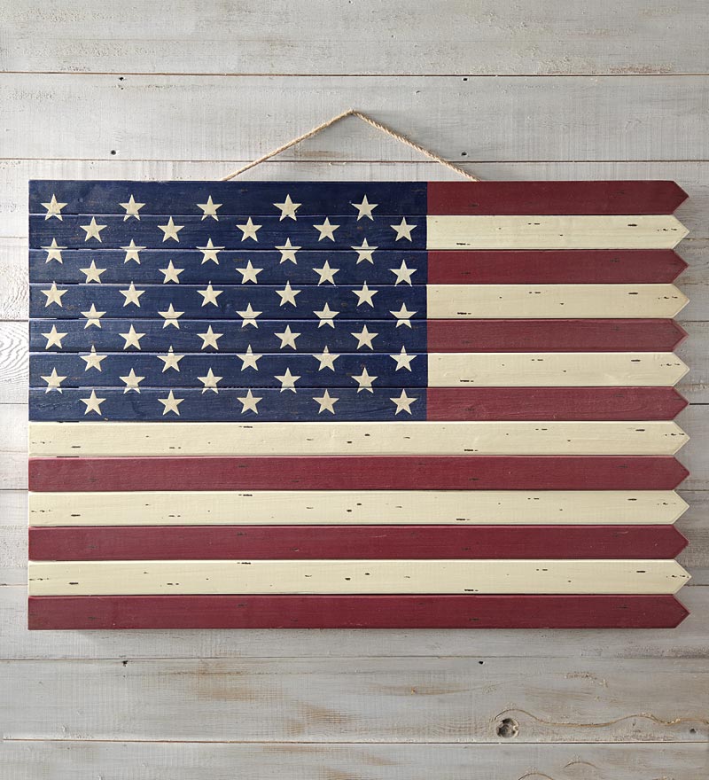 Plow & Hearth Garden Accents Yard & Garden Wooden Americana Flag