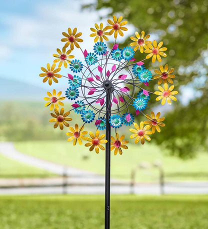 Plow & Hearth Garden Accents Yard & Garden Yellow Daisy Metal Wind Spinner