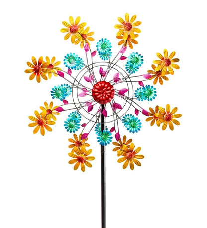 Plow & Hearth Garden Accents Yard & Garden Yellow Daisy Metal Wind Spinner