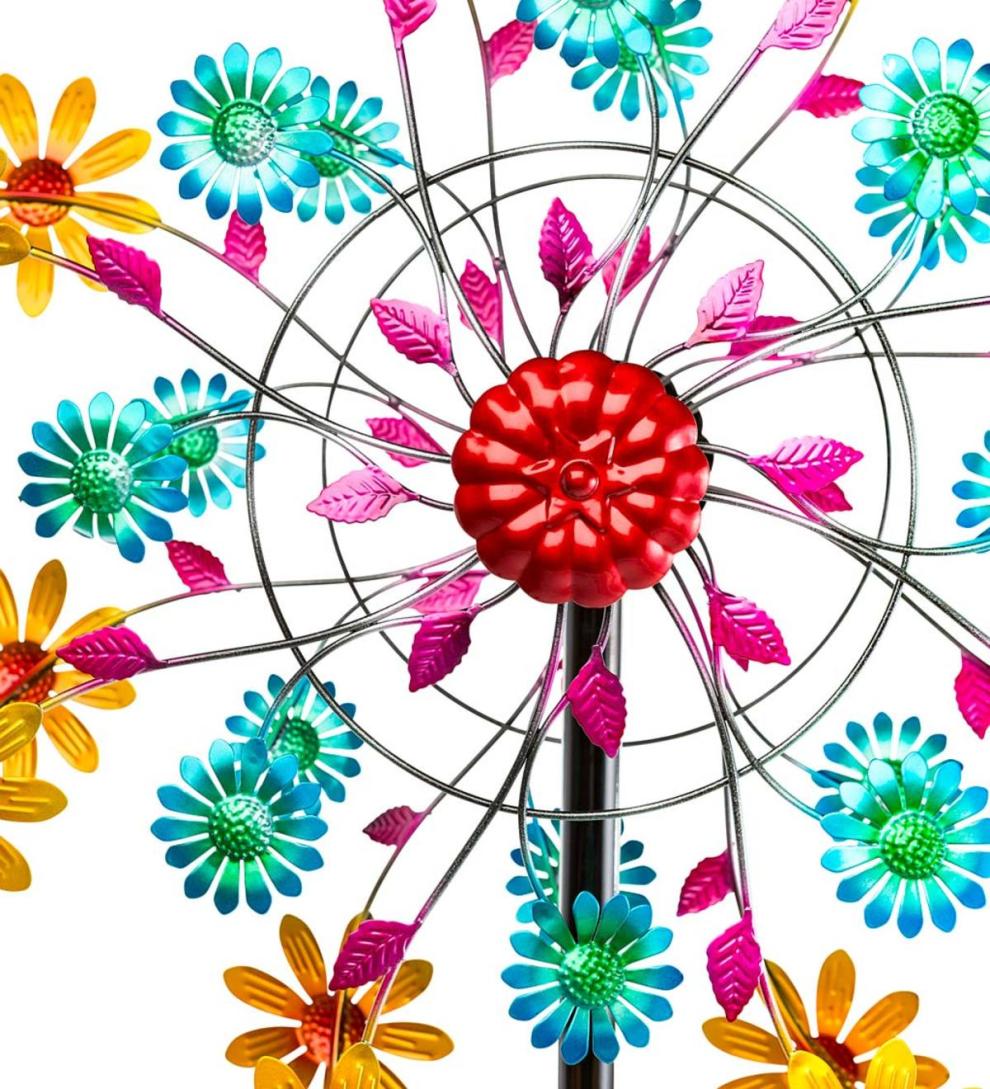 Plow & Hearth Garden Accents Yard & Garden Yellow Daisy Metal Wind Spinner