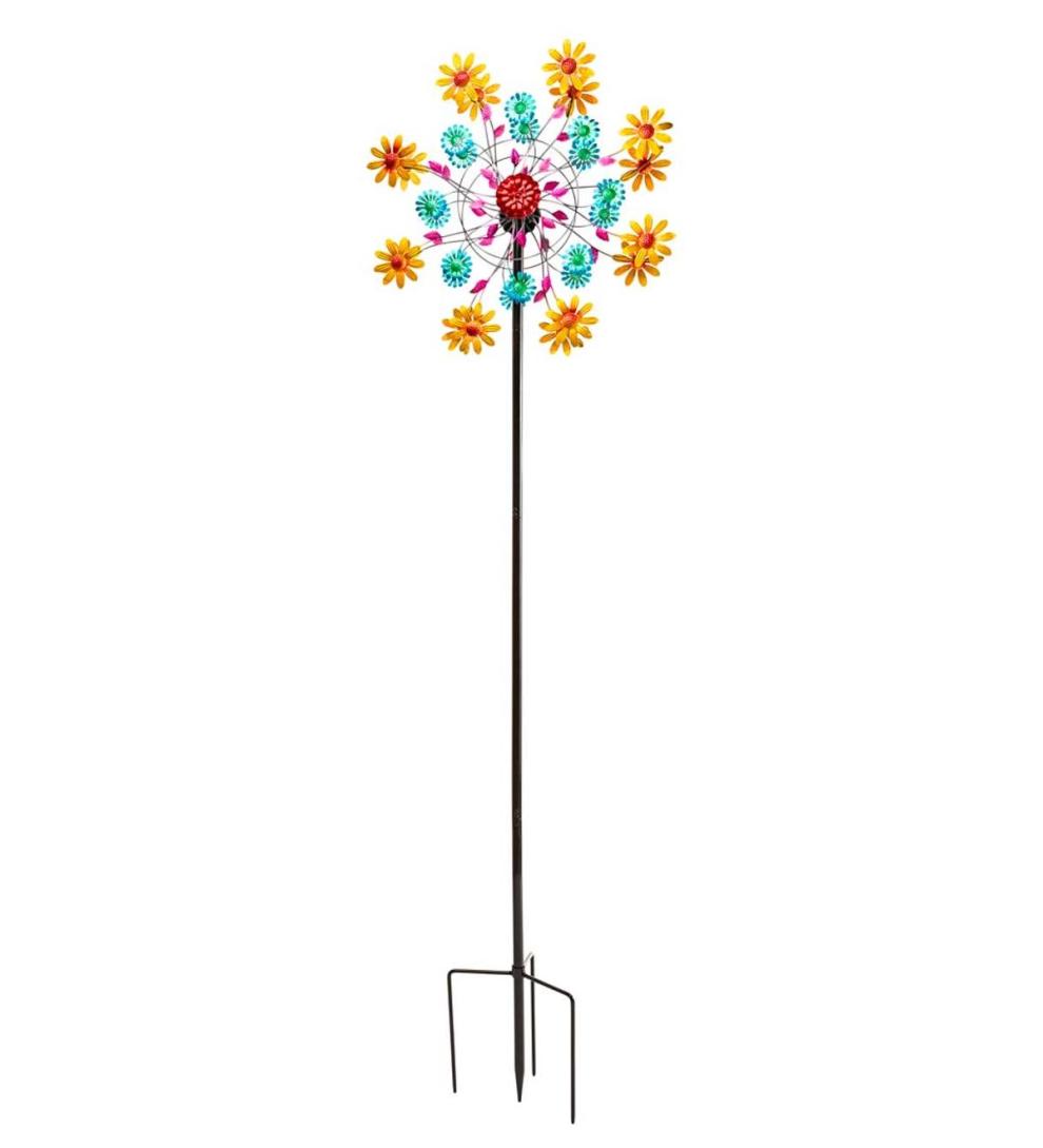 Plow & Hearth Garden Accents Yard & Garden Yellow Daisy Metal Wind Spinner