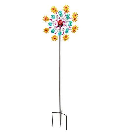 Plow & Hearth Garden Accents Yard & Garden Yellow Daisy Metal Wind Spinner