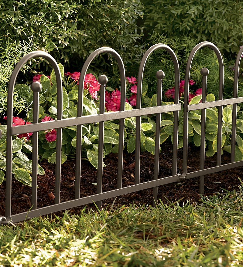 Plow & Hearth Garden Fencing & Edging Yard & Garden Iron Fence Wrought Iron Edging With Ground Stakes And Gunmetal Finish
