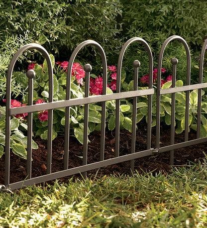 Plow & Hearth Garden Fencing & Edging Yard & Garden Iron Fence Wrought Iron Edging With Ground Stakes And Gunmetal Finish