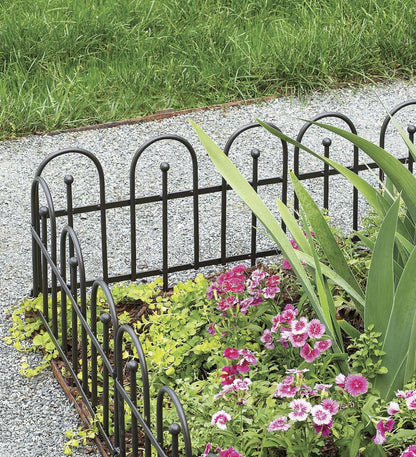 Plow & Hearth Garden Fencing & Edging Yard & Garden Iron Fence Wrought Iron Edging With Ground Stakes And Gunmetal Finish