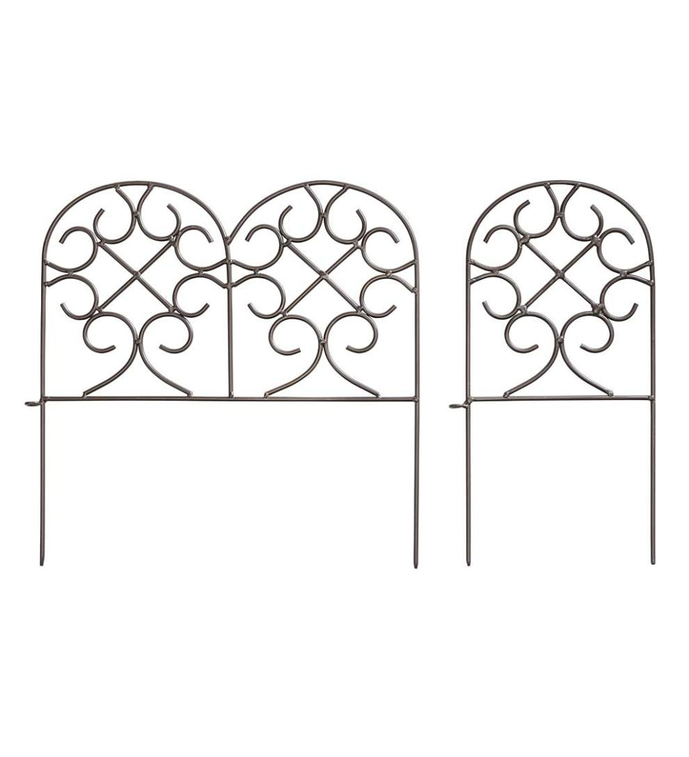 Plow & Hearth Garden Fencing & Edging Yard & Garden Scrollwork Wrought Iron Edging With Ground Stakes And Gunmetal Finish