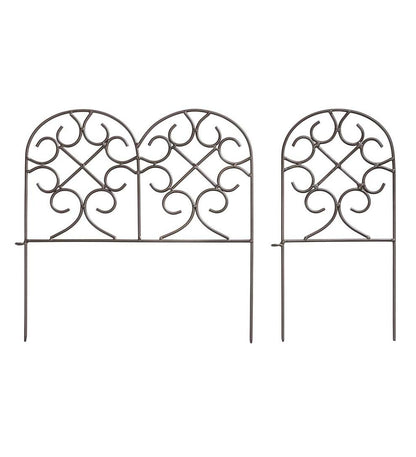 Plow & Hearth Garden Fencing & Edging Yard & Garden Scrollwork Wrought Iron Edging With Ground Stakes And Gunmetal Finish