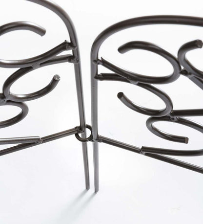 Plow & Hearth Garden Fencing & Edging Yard & Garden Scrollwork Wrought Iron Edging With Ground Stakes And Gunmetal Finish