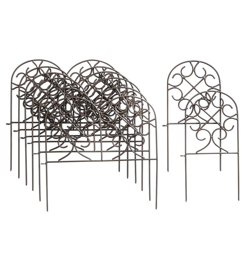 Plow & Hearth Garden Fencing & Edging Yard & Garden Scrollwork Wrought Iron Edging With Ground Stakes And Gunmetal Finish