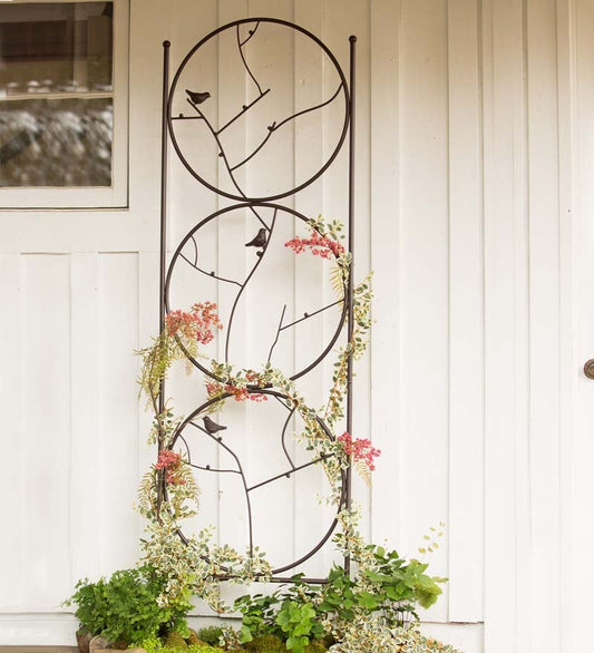 Plow & Hearth Garden Stakes Yard & Garden Circle Of Birds Trio Garden Trellis